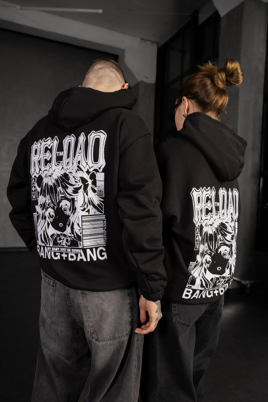 Худі трьохнитка Reload - Bang+Bang, чорний