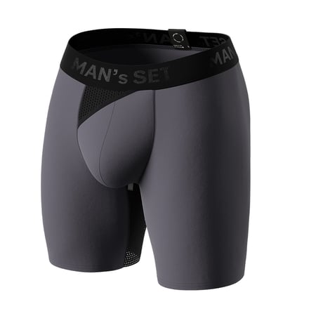 Чоловічі анатомічні боксери із бавовни з сіткою, Anatomic Long 2.0 Light, Black Series, графітовий MansSet