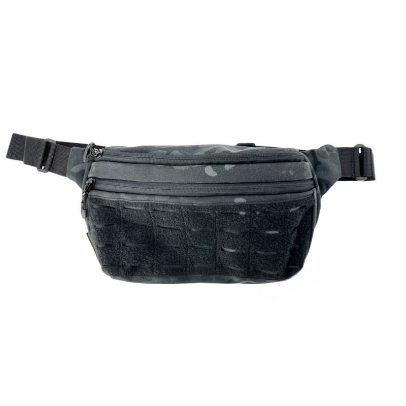 Сумка-бананка на пояс тактична з патч панеллю Мультикам блек HardKIT