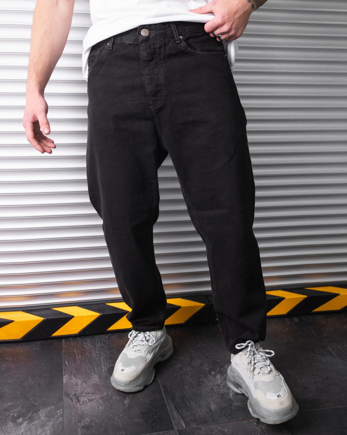 Чорні чоловічі джинси бойфренди BEZET BASIC