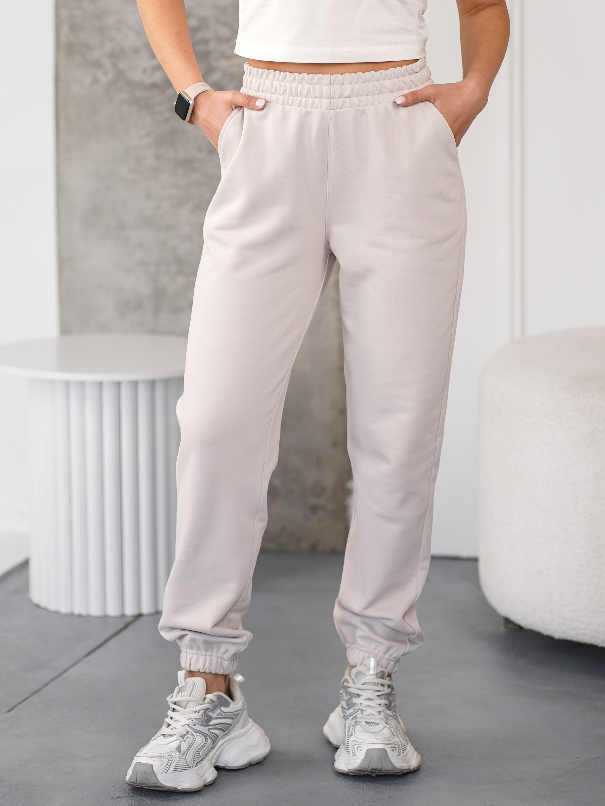 Спортивні штани жіночі трикотажні Jogger Sport Бежевий Айворі