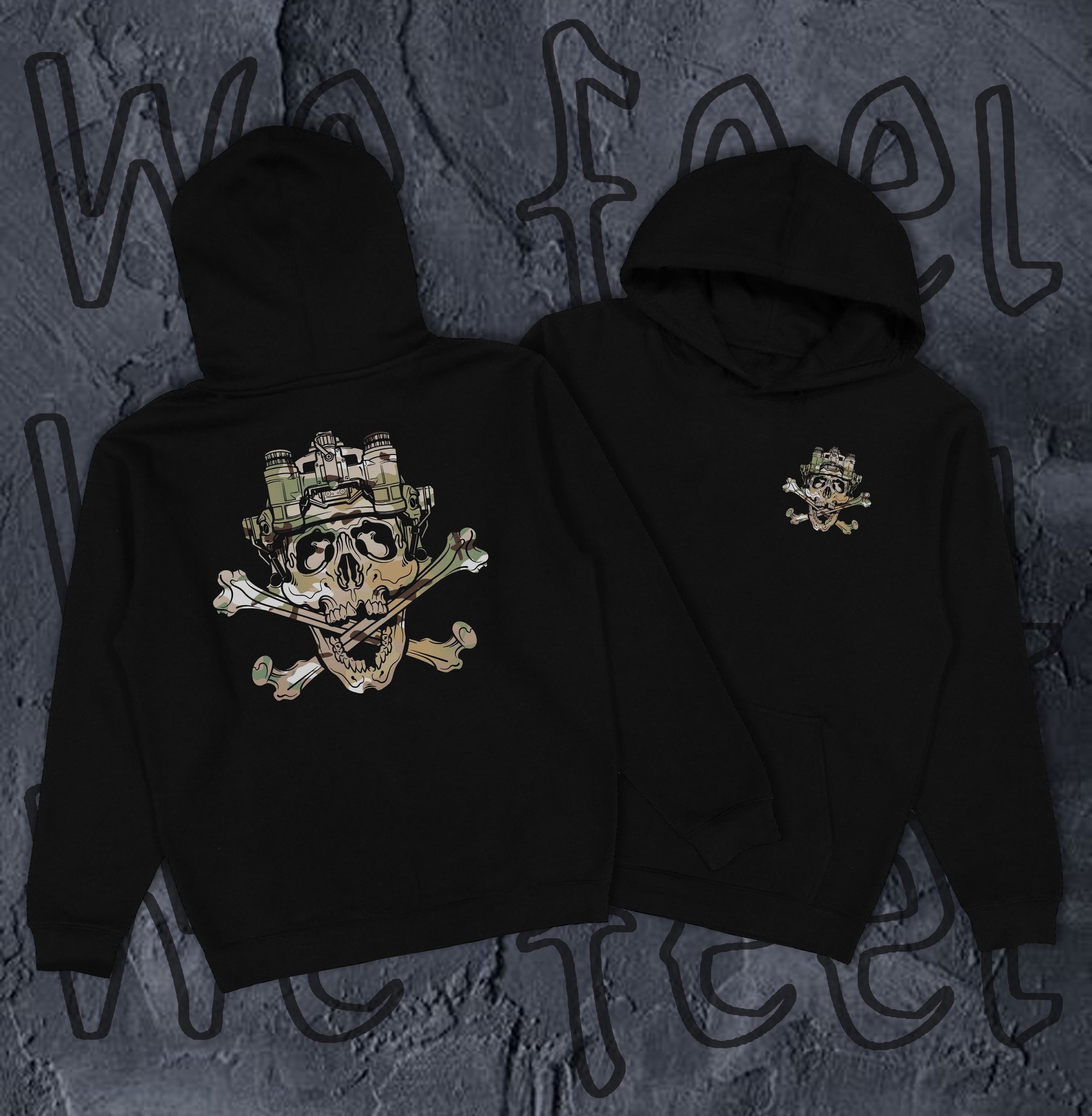 Худі без флісу з принтом JOLLY ROGER VER.2 чорне