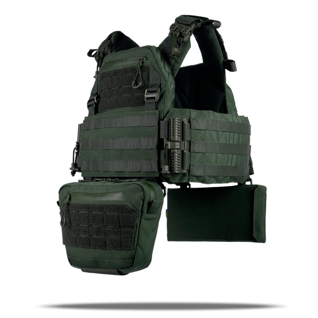 Комплект плитоноска Kiborg Gen.2 + 2 підсумки з балістичним захистом 2 класу — Хакі KIBORG