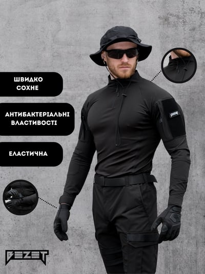 Сорочка тактична чоловіча BEZET Combat чорний - Фото 15