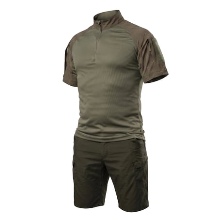 Тактический летний костюм с убаксом Combatant Raider Core короткий рукав и шортами Rip-Stop PolyCotton SPECPROM. Олива (00000007665) СПЕЦПРОМ КР