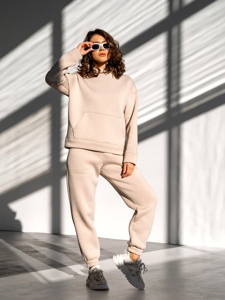 Жіночий теплий спортивний костюм OVERSIZE Medium Бежевий