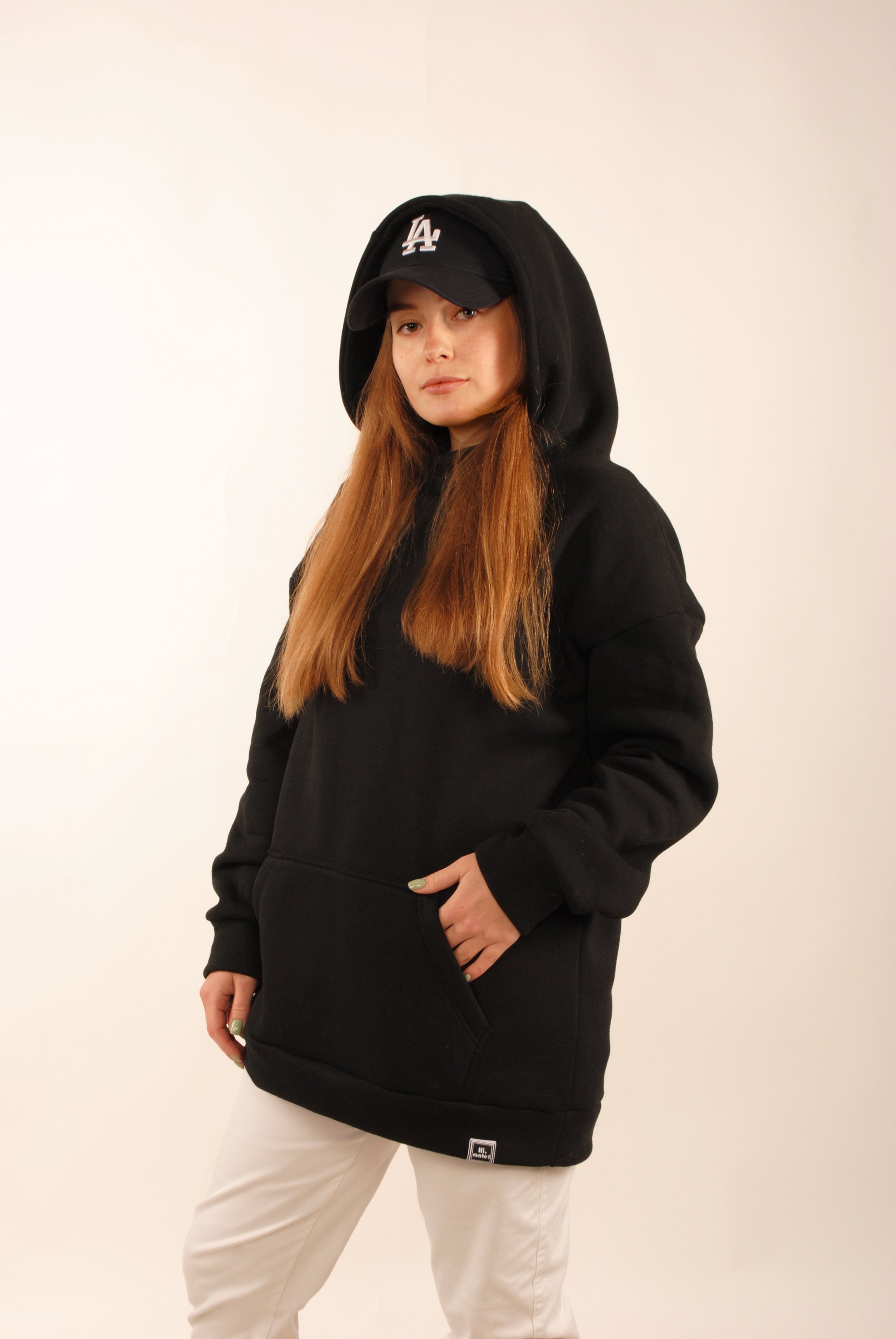 Худі оверсайз чорний з начосом Hi Matte black