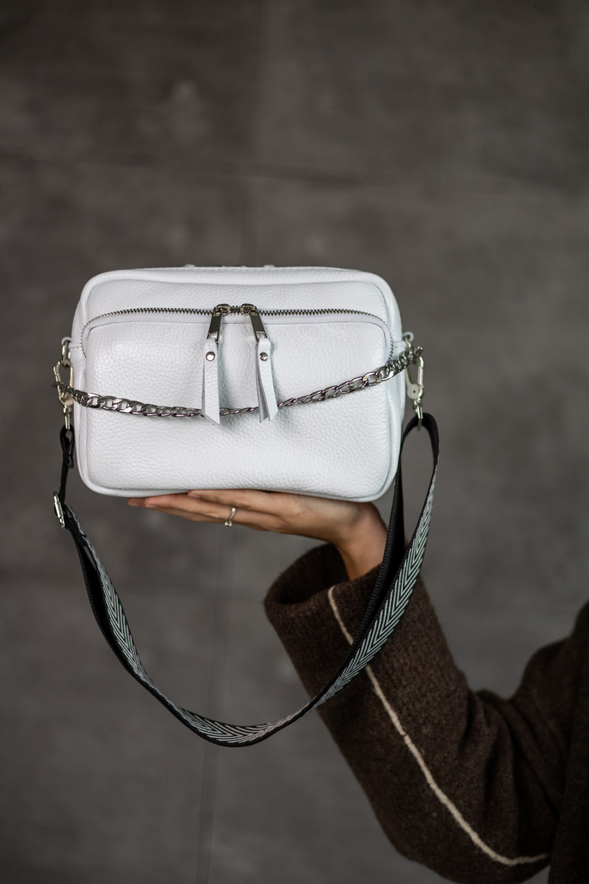 Жіноча сумка крос-боді з натуральної шкіри флотар SKILL білий SKILL