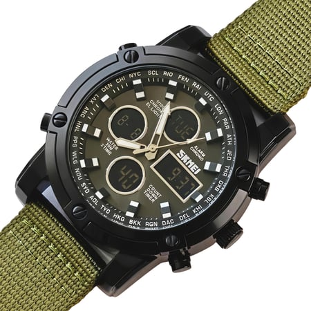 Чоловічий тактичний годинник Skmei Molot Green Stryker, 2 ремінці