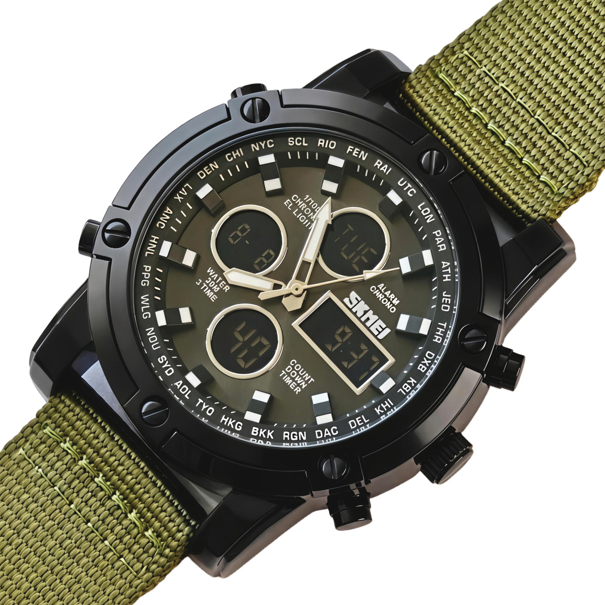 Чоловічий тактичний годинник Skmei Molot Green Stryker, 2 ремінці