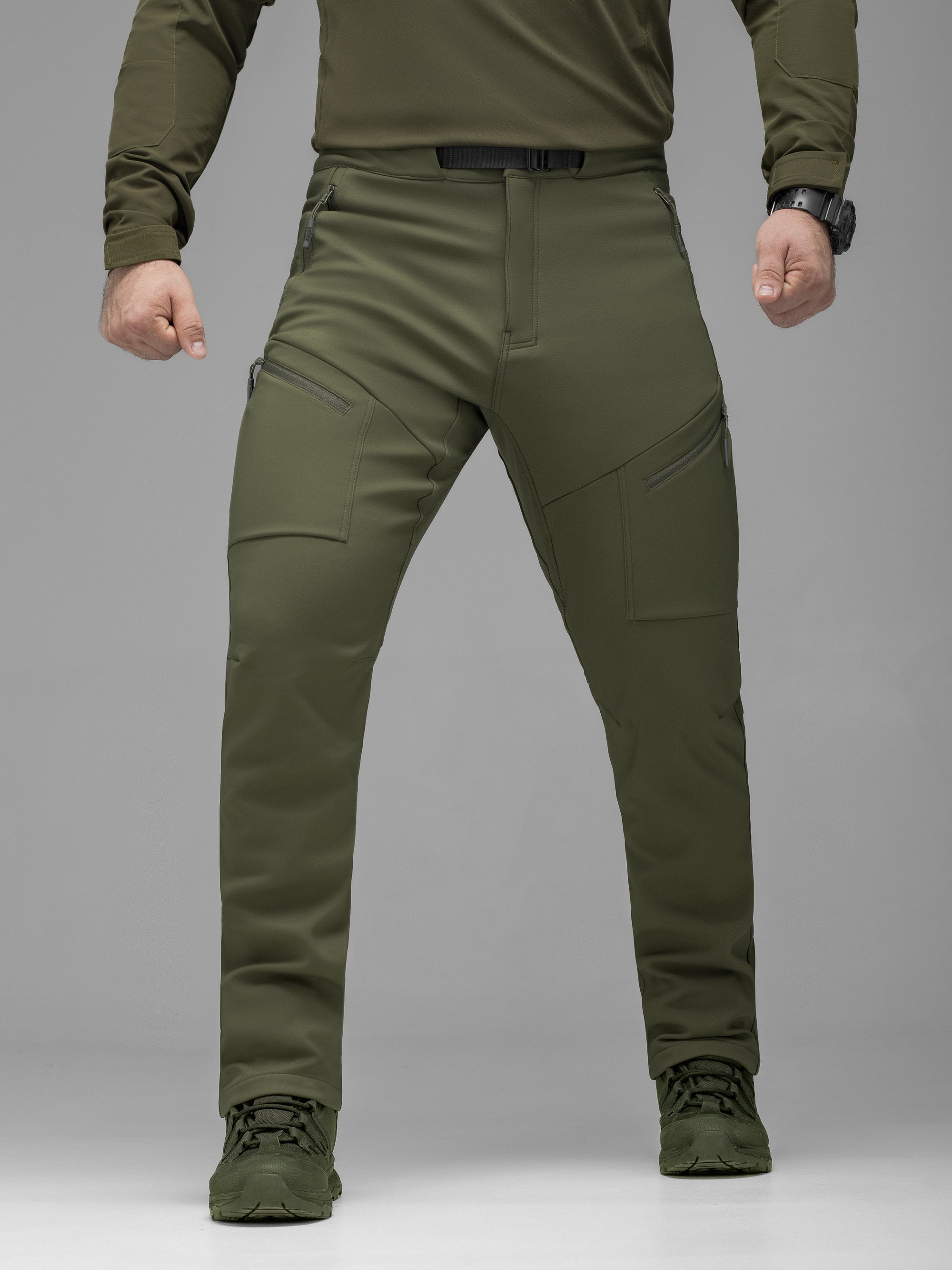 Штани карго тактичні Softshell BEZET Techwear хакі - Фото 1
