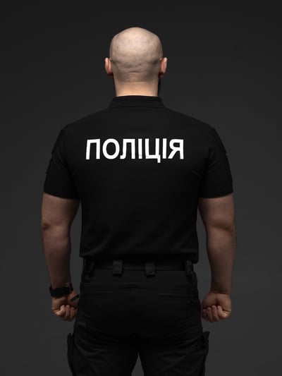 Футболка поло тактична BEZET Поліція рефлектив чорний - Фото 1