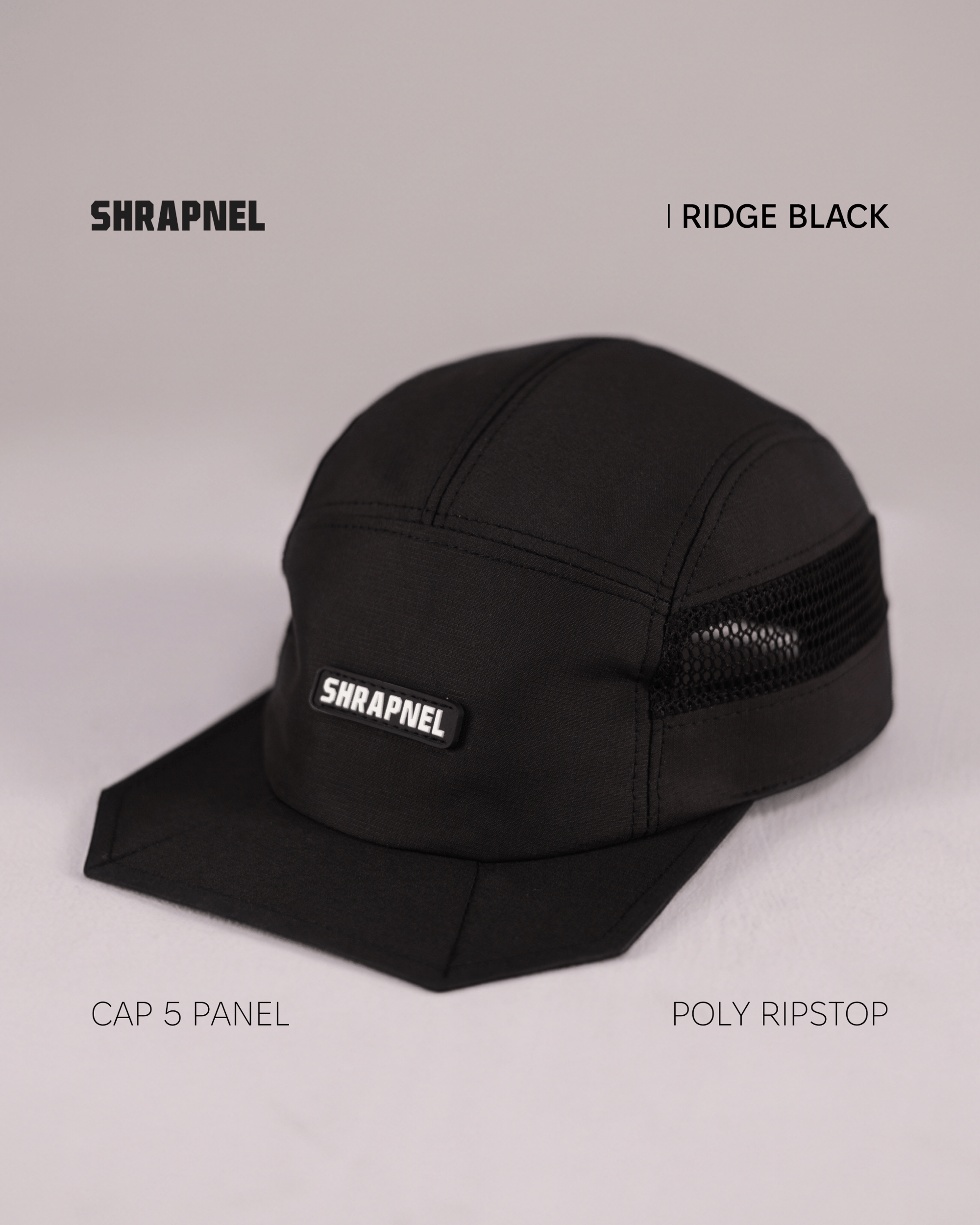 Кепка 5 panel SHRAPNEL Ridge Black, п'ятипанелька чорна