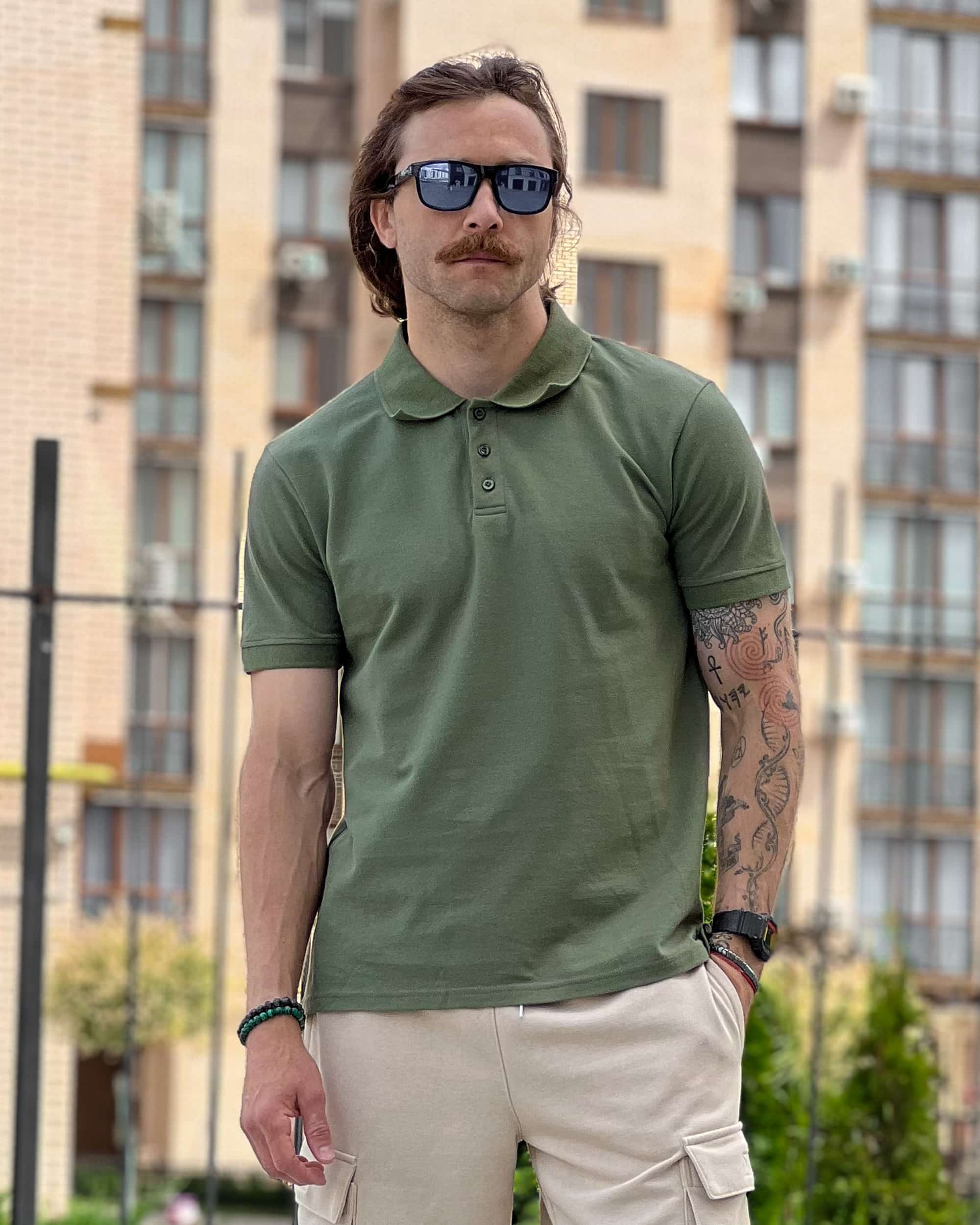 Поло однотонне хакі Olymp