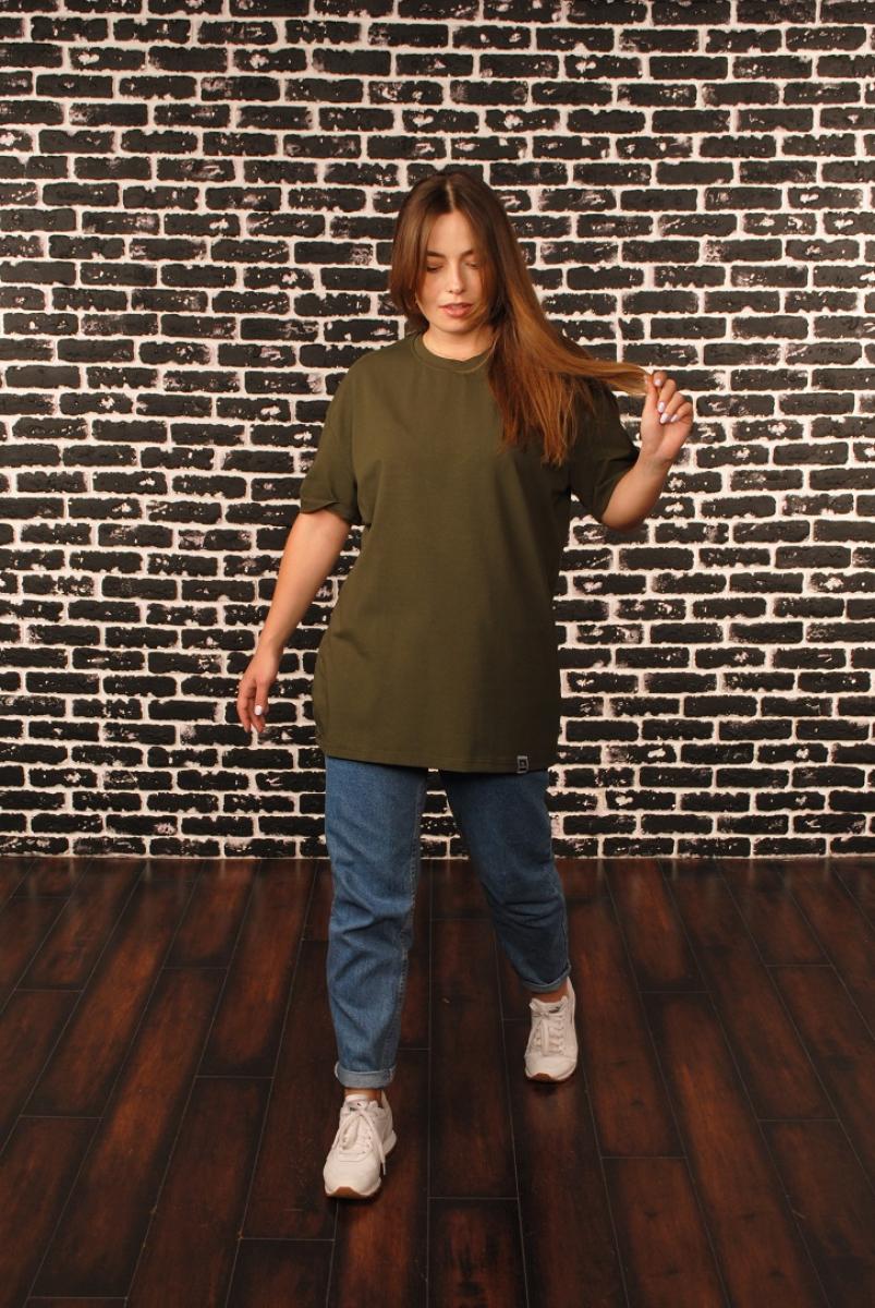 Жіноча футболка Long oversize хакі Hi Mate