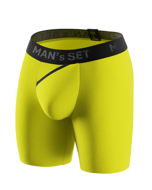 Чоловічі анатомічні боксери з бавовни Anatomic Long 2.0, Black Series, лимонний MansSet