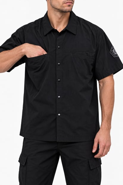Нейлонова сорочка з коротким рукавом BLACK
