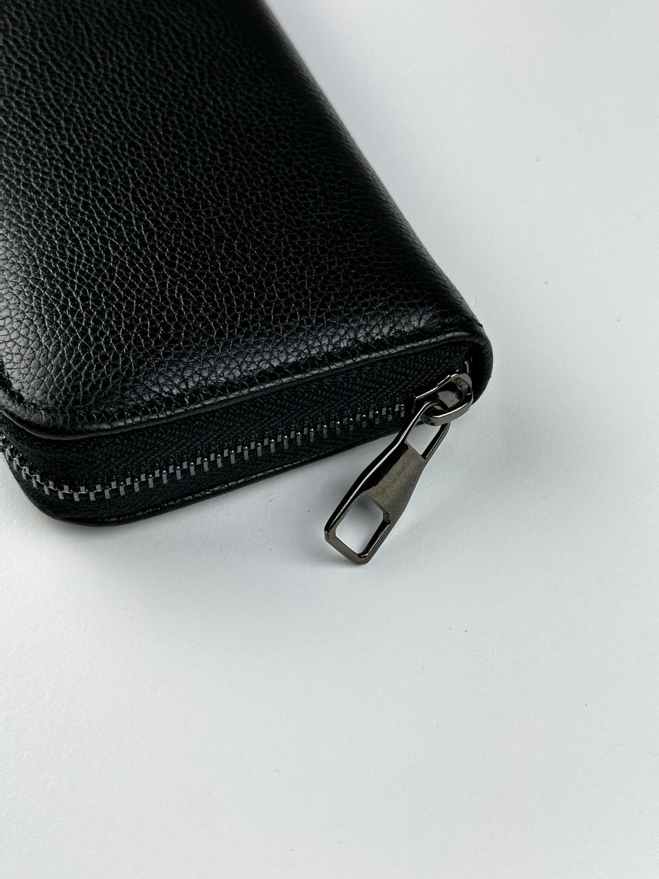 Шкіряний клатч-гаманець із натуральної зернистої шкіри (чорний) SKILL - Фото 4