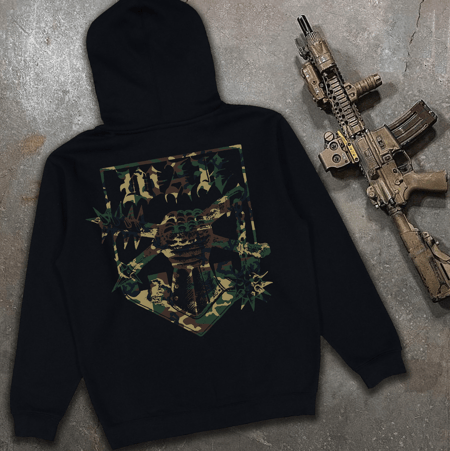 Худі з принтом WAR чорне на флісі / без флісу We Feel