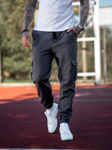 Чоловічі теплі спортивні штани Teamv Карго OVERSIZE 3 Графіт TEAMV