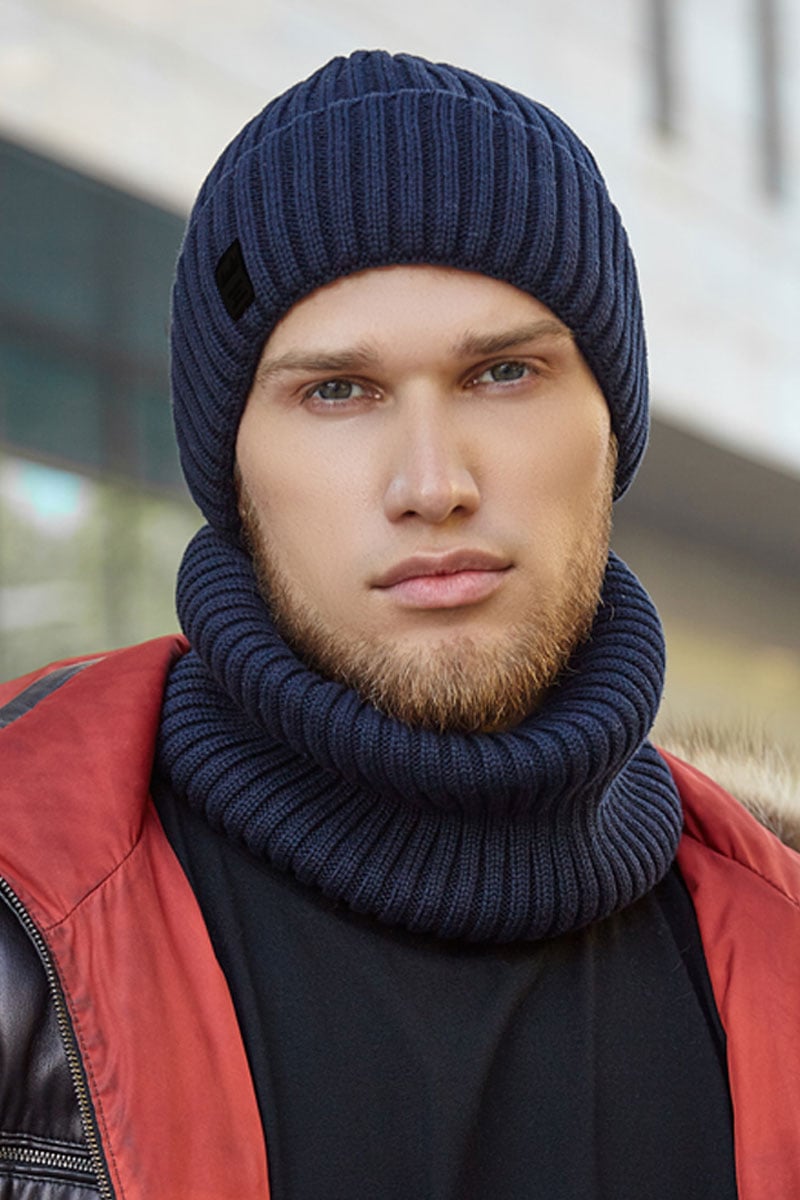 Тепла синя шапка і шарф-хомут Suns House