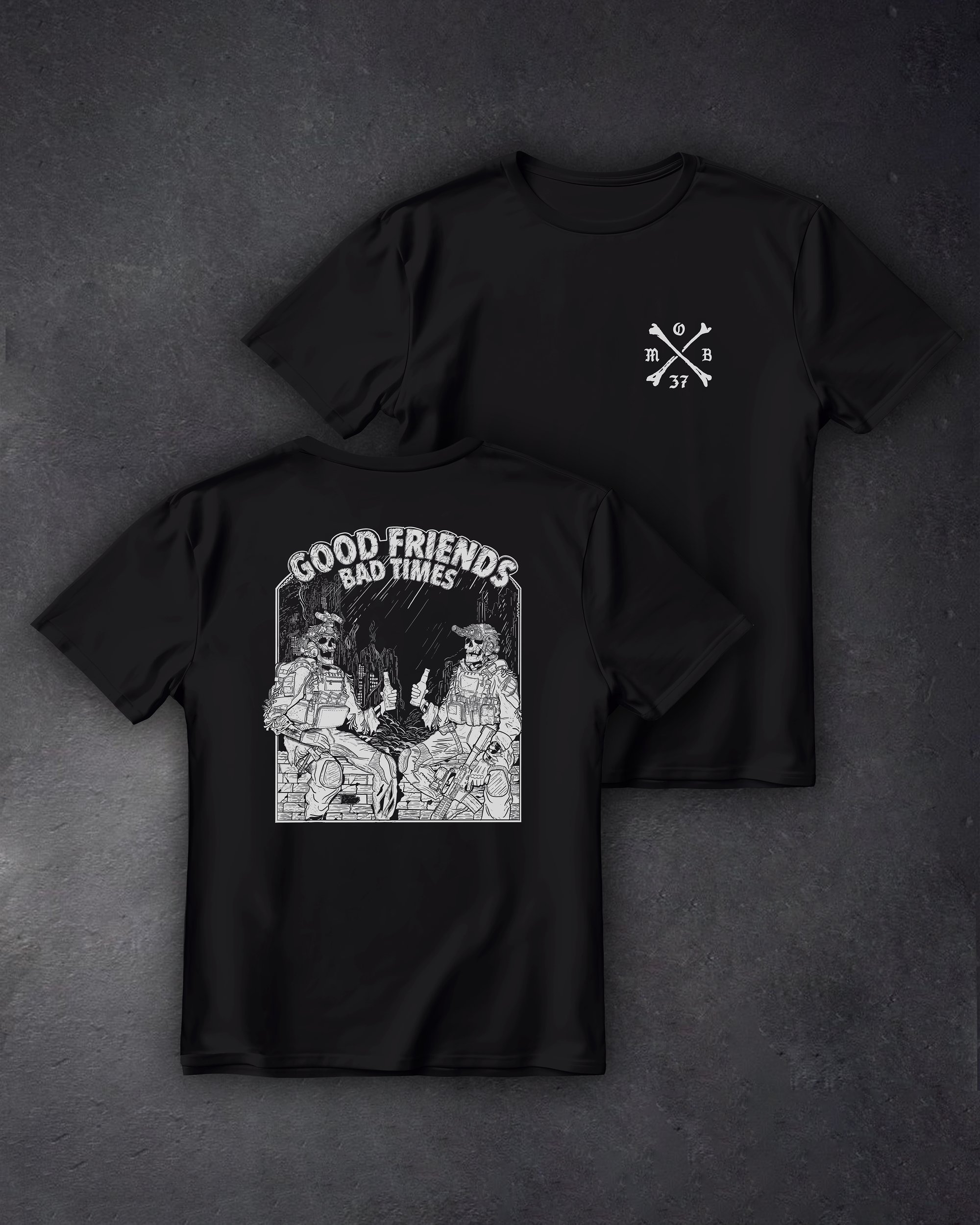 Футболка з принтом Good Friends Bad Times чорна We feel