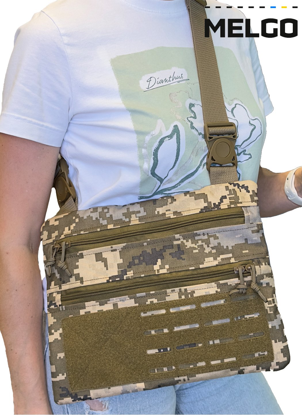 Тактическая сумка месенджер через плечо Пиксель Поликордура MELGO