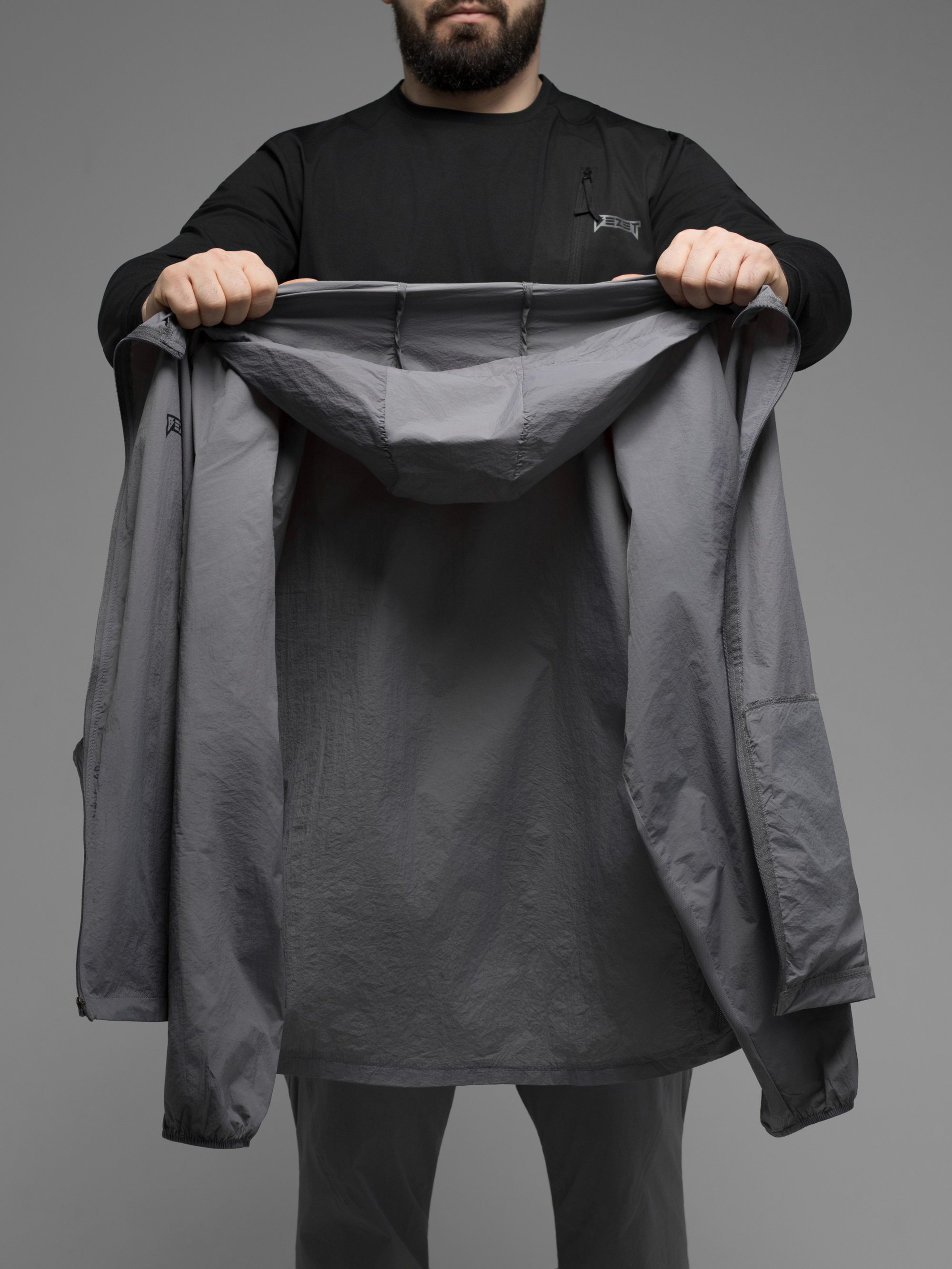 Куртка вітрівка BEZET Solguard UV 100 сірий - Фото 32