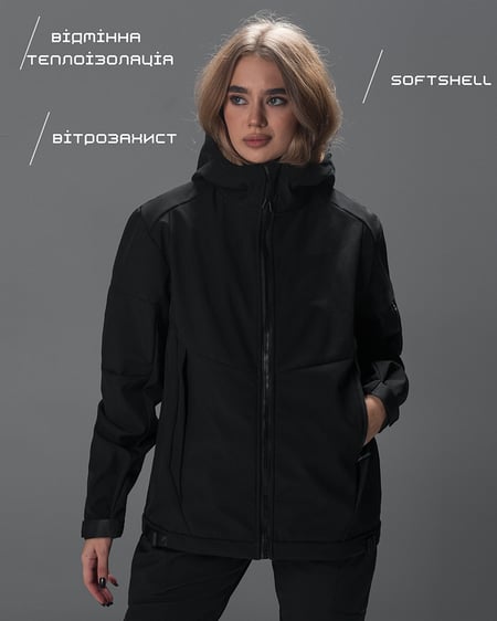 Куртка жіноча Softshell BEZET Робокоп 2.0 чорний
