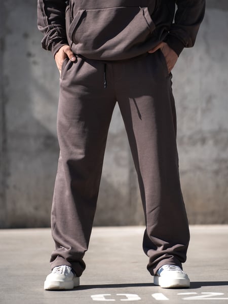 Штани чоловічі прямі спортивні оверсайз Relaxed Fit Коричневий TEAMV