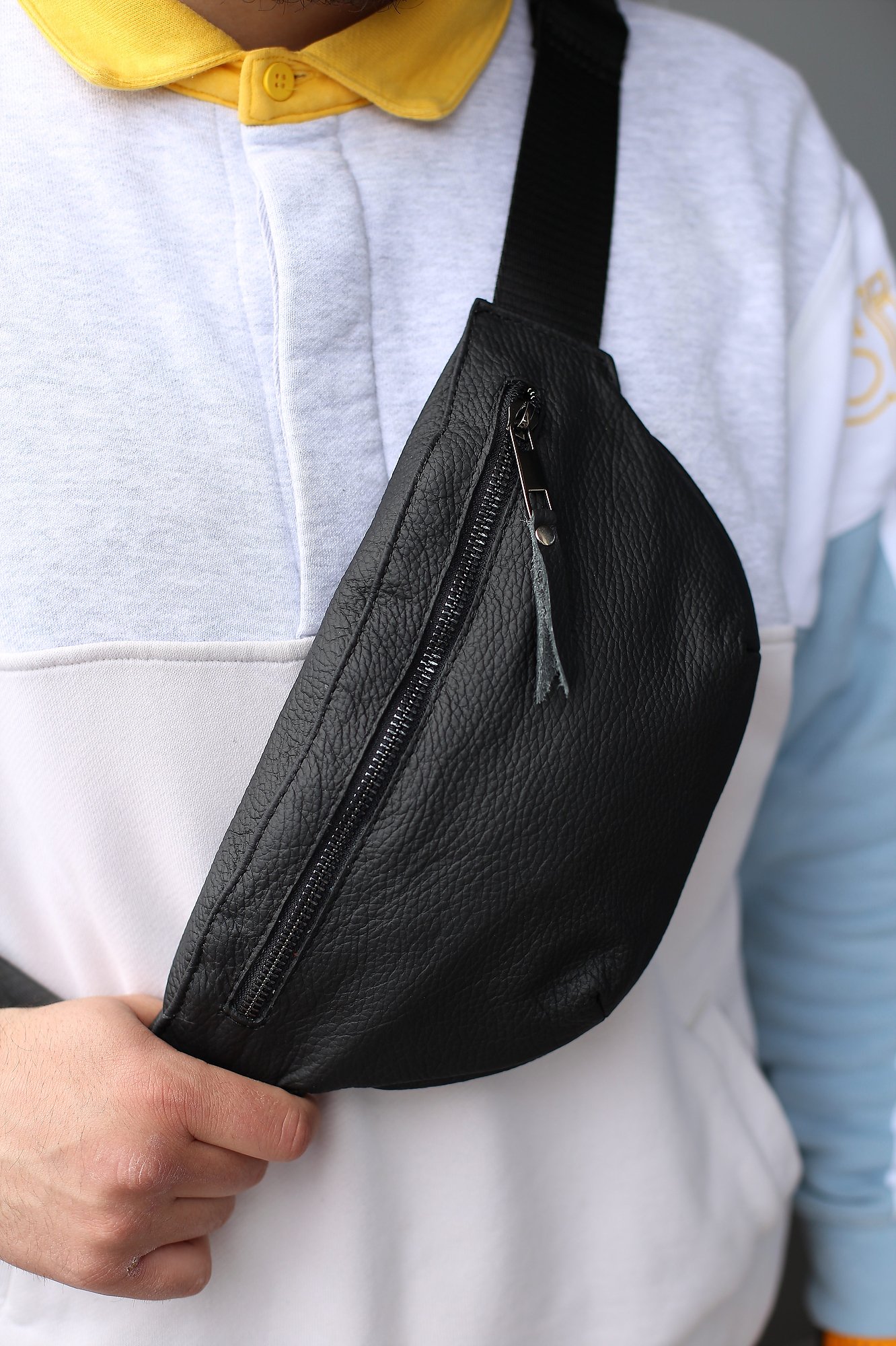 Сумка чоловіча SKILL на пояс із натуральної шкіри чорна SKILL