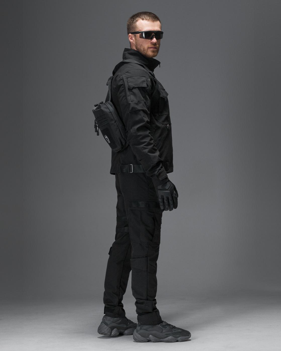 ТАКТИЧЕСКИЙ КОМПЛЕКТ (КУРТКА BEZET БЛОКПОСТ ЧЕРНЫЙ, БРЮКИ КАРГО BEZET AGGRESSIVE ЧЕРНЫЙ, ПЕРЧАТКИ ТАКТИЧЕСКИЕ BEZET PROTECTIVE ЧЕРНЫЙ, МЕСЕНДЖЕР BEZET HOLSTER ЧЕРНЫЙ)