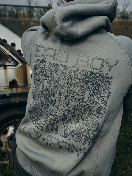 Худі сіре оверсайз "Весна" чб Bad Boy Company
