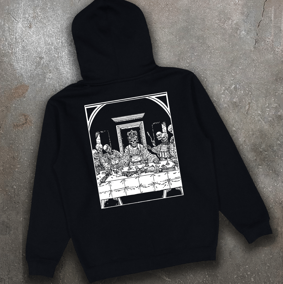 Худі утеплене з принтом Last Supper чорне