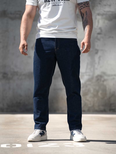 Джинси чоловічі мом повсякденні Denim Темно сині TEAMV - Фото 2