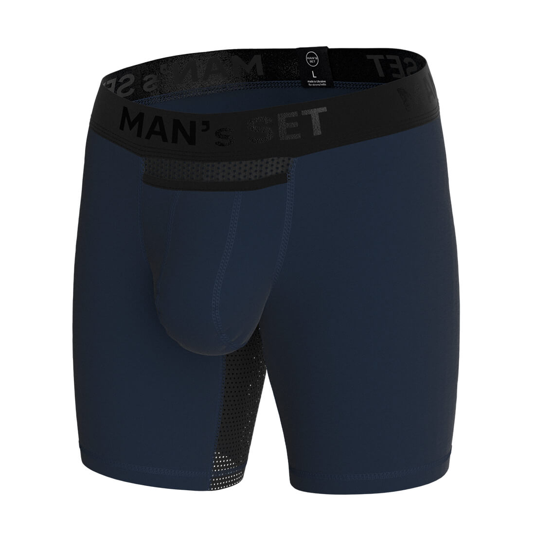 Мужские анатомические боксеры из хлопка, Long Light Black Series, синий MansSet