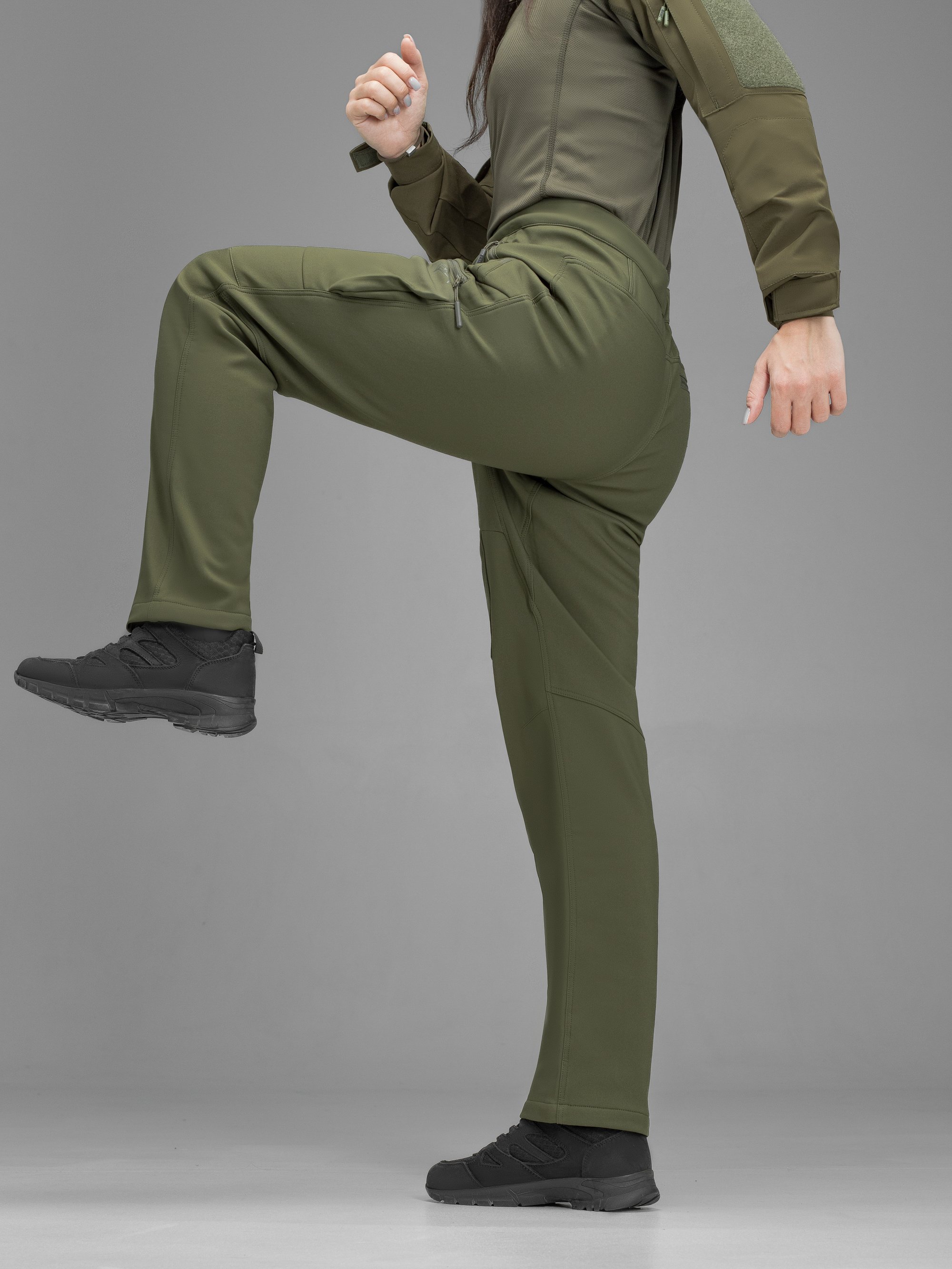 Штани карго тактичні жіночі Softshell BEZET Techwear хакі - Фото 8