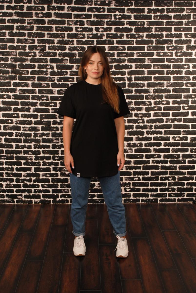 Футболка подовжена жіноча чорна Hi Mate