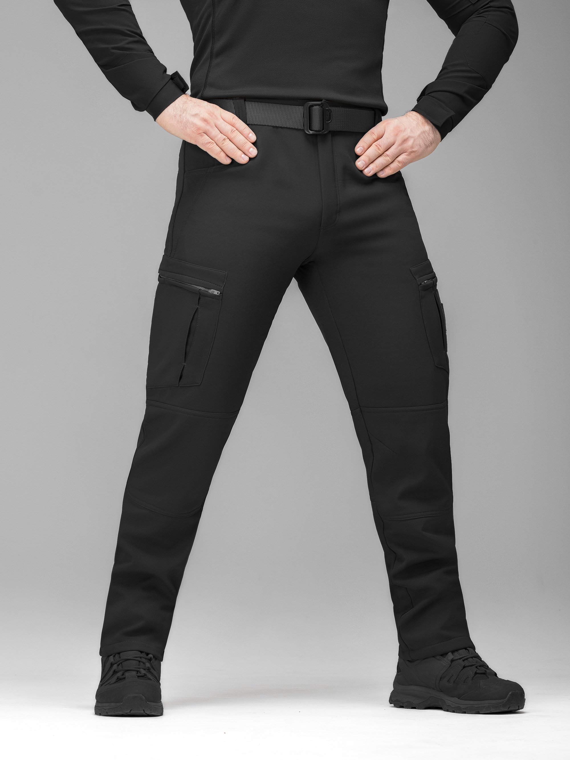 Зимові брюки карго тактичні Softshell BEZET Ешелон чорні - Фото 2