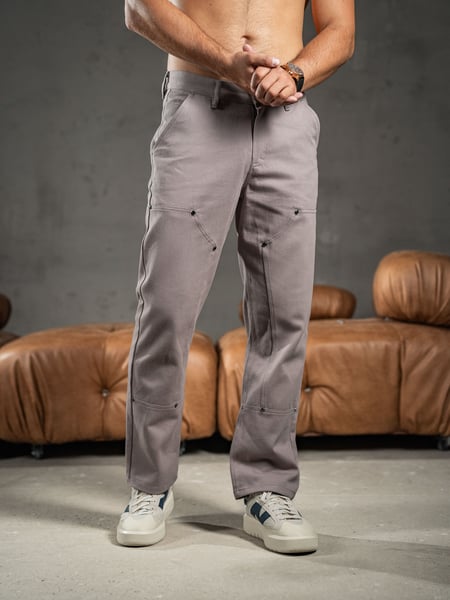 Чоловічі прямі штани з котону Teamv Jeans Casual Сірі