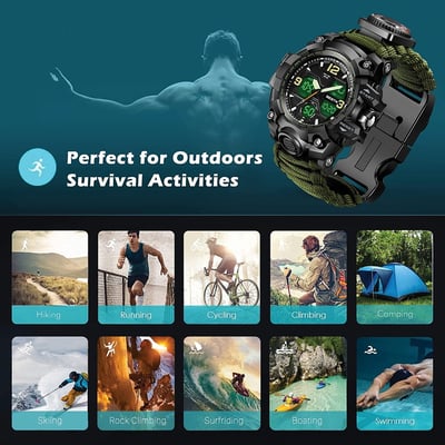 Чоловічий водостійкий тактичний годинник Besta Life Pro з компасом - Фото 14