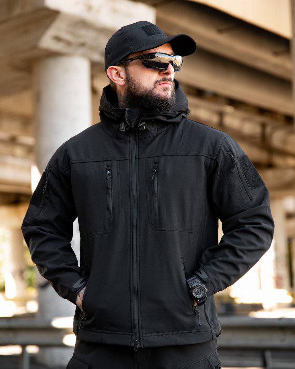 Городская тактическая куртка софтшел black от Sold-Out