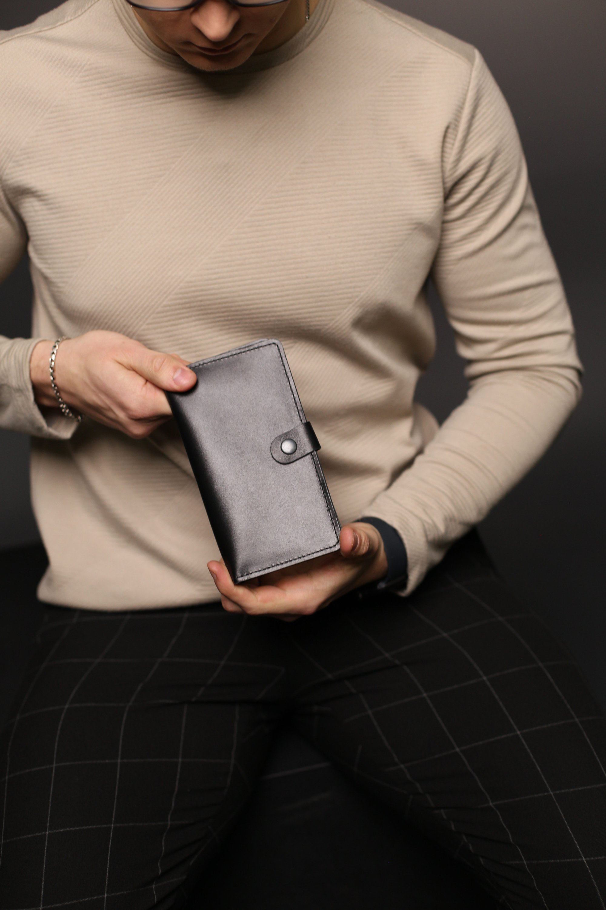 Портмоне чоловіче шкіряне чорне SKILL