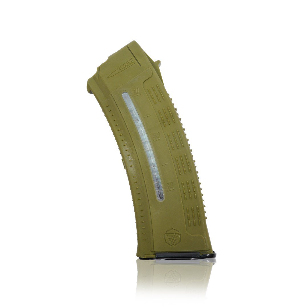 Магазин для АК коробчатый с окном для контроля количества заряда патронов олива KIBORG