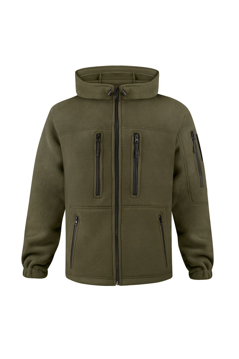 Кофта флісова тактична з капюшоном, темна олива PlusPlus