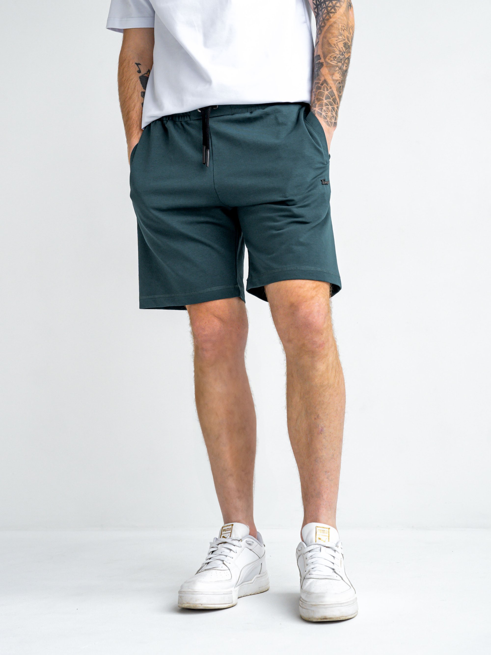 Чоловічі трикотажні шорти з бавовни Teamv BASKET Темно-бірюзові