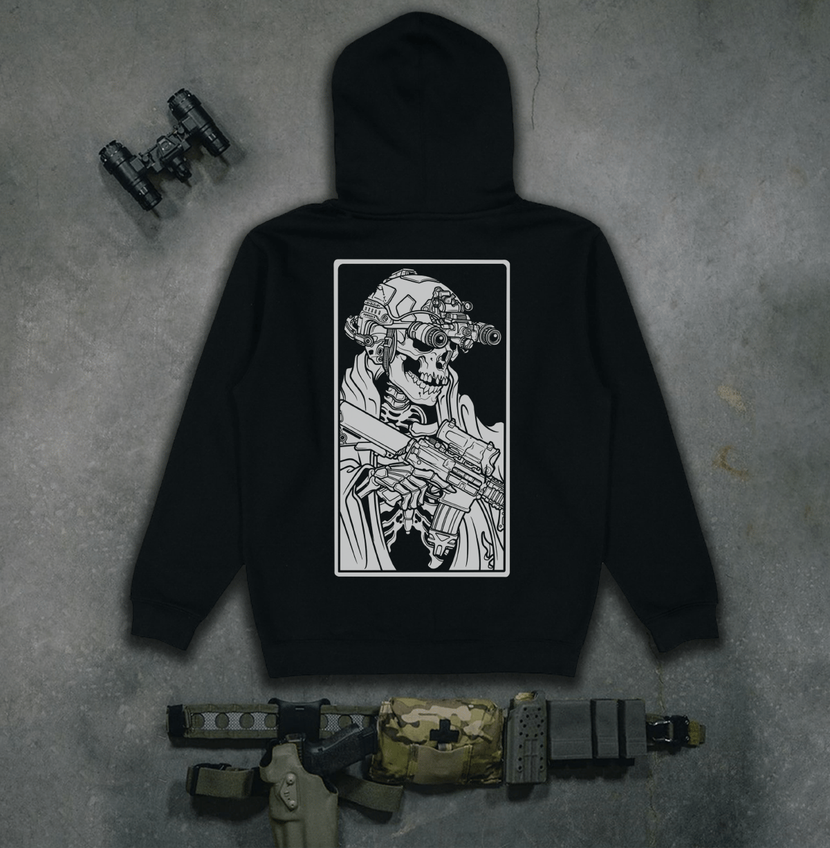 Худі утеплене з принтом Warrior 01 чорне