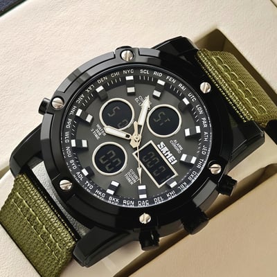 Чоловічий тактичний годинник Skmei Molot Green Stryker, 2 ремінці - Фото 2