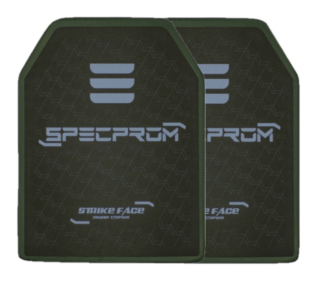 Комплект керамічних бронеплит SPECPROM CAP6-M Sic+PE 6-го класу 2.9 кг, 25х30см Олива 2 шт