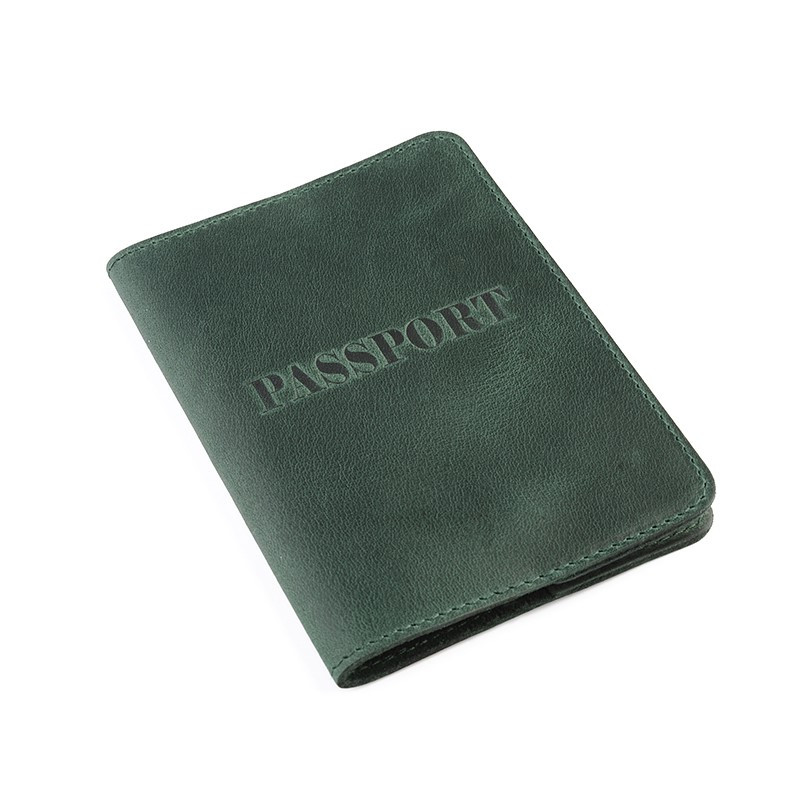 Обкладинка для паспорта натуральна шкіра Crazy horse LQ (Зелений) HardKIT